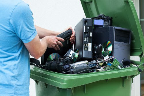 Waste disposal containers at a construction site