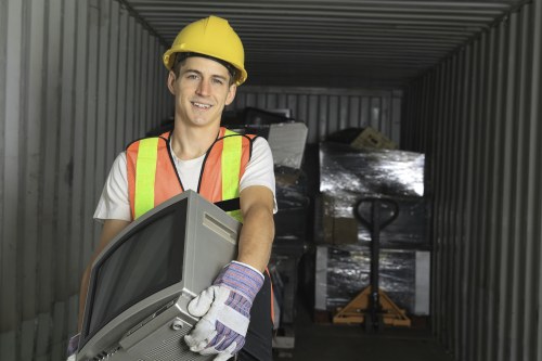 Workers safely loading green waste into vehicle